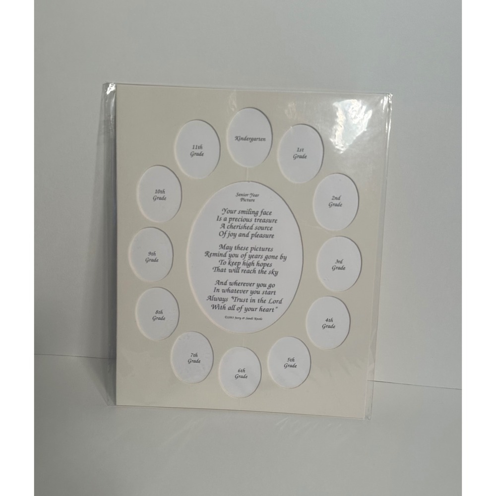 Vintage 1993 School Years Picture Frame Mat Kindergarten to 12th Grade Cream